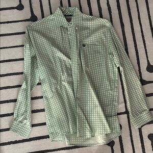 Cinch Light Green Geometric Button Down Shirt